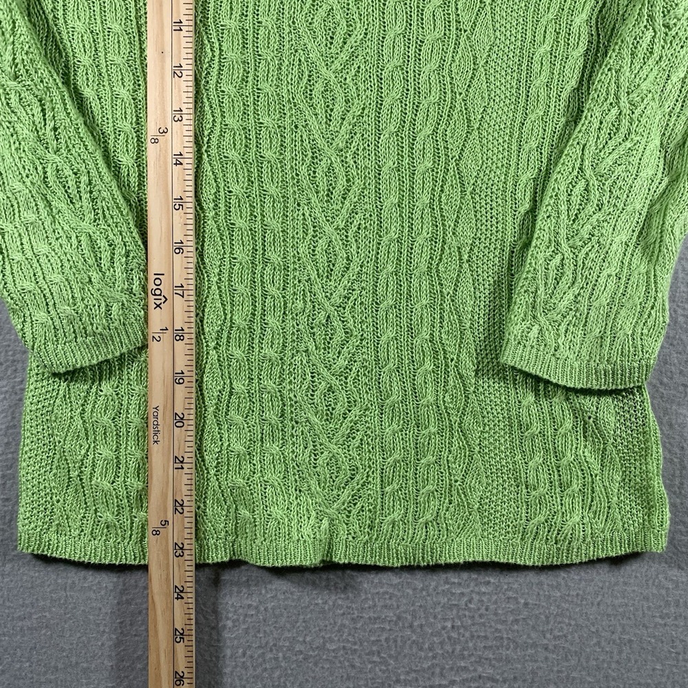 Ralph‎ Lauren 100% Linen Lightweight Cableknit V-Neck Sweater. Ladies petite  M - Picture 2 of 8